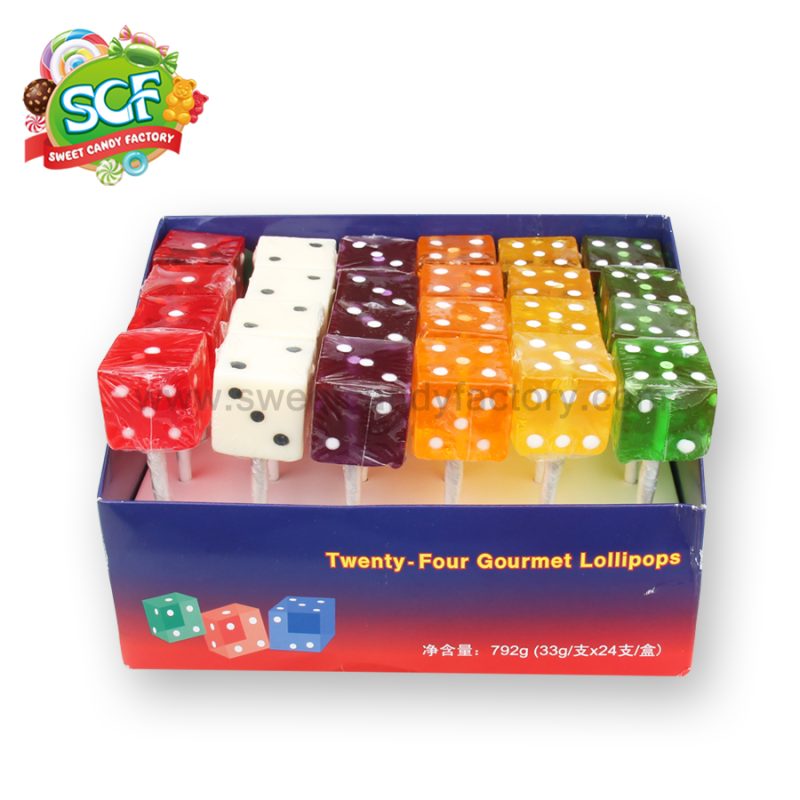 Colorful gourmet dice lollipop with display box produced by candy factory - Image 4