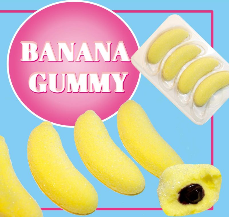 Hot Sale Fruity Flavor Fruit Chocolate Jam Banana Shape Soft Marshmallow Gummy Candy